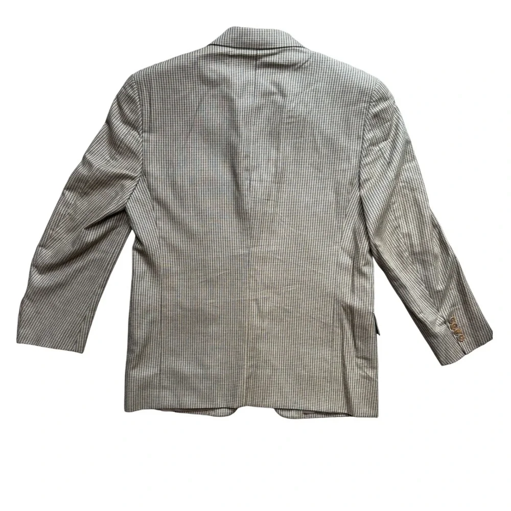 Joseph Abboud Sport Coat Mens 40S Wool Silk Houndstooth Tan Brown Blazer EUC